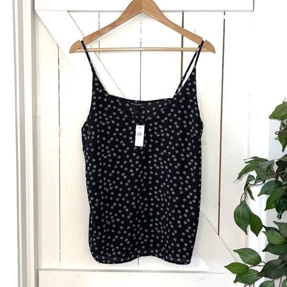 Banana Republic V-Neck Adjustable Tank Camisole Black Floral Size Large NWT - Picture 1 of 6
